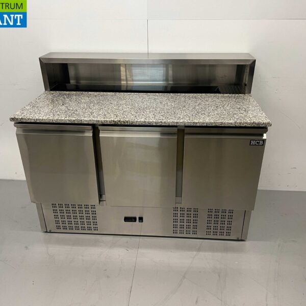 RVS HCB Pizzawerkbank Pizzatafel 3 deuren 136,5 cm 230V Horeca