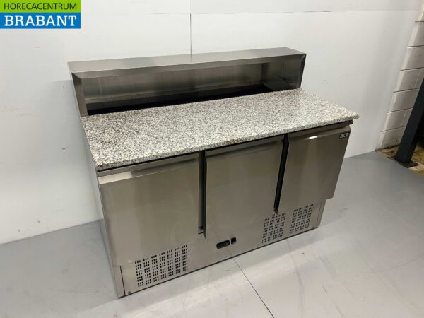 RVS HCB Pizzawerkbank Pizzatafel 3 deuren 136,5 cm 230V Horeca - Afbeelding 2