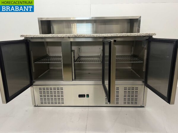 RVS HCB Pizzawerkbank Pizzatafel 3 deuren 136,5 cm 230V Horeca - Afbeelding 4