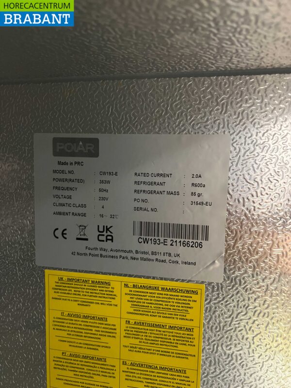 RVS Polar koelkast koeling 600 liter 230V Horeca - Afbeelding 5