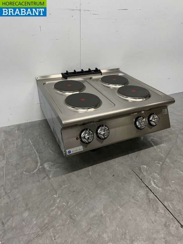 RVS Mareno 4 pits elektrisch fornuis kookplaat 80 cm 400V Horeca - Afbeelding 2