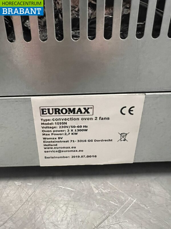 RVS Euromax Linea Nero 1099N Heteluchtoven Ecobak 4 laags 2/3 GN 230V Horeca - Afbeelding 6