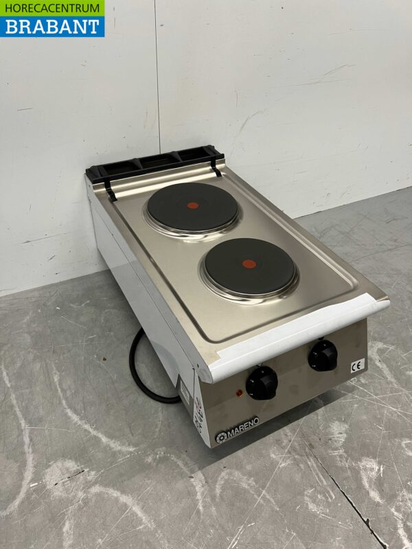 RVS Mareno 2 pits elektrisch fornuis kookplaat 40 cm 400V Horeca - Afbeelding 2