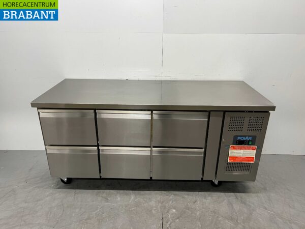 RVS Polar Koelwerkbank 6 laden 179,5 cm 230V Horeca