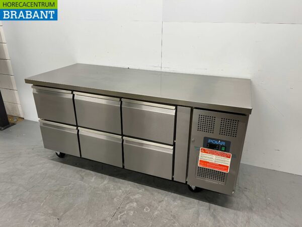 RVS Polar Koelwerkbank 6 laden 179,5 cm 230V Horeca - Afbeelding 2