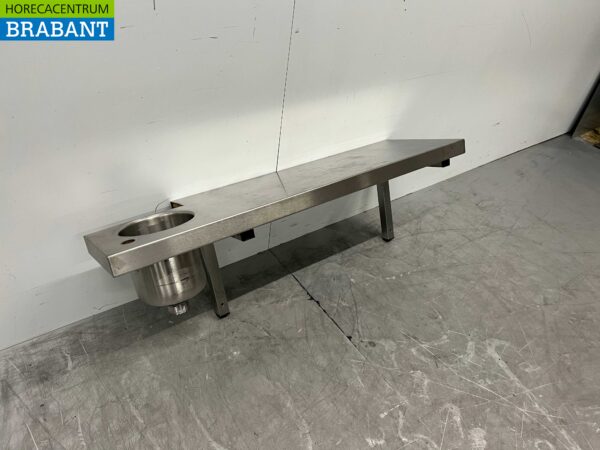 RVS Wandschap schap 98 x 31,5 cm met klein wasbakje Horeca - Afbeelding 2