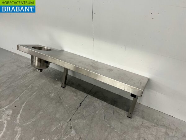 RVS Wandschap schap 98 x 31,5 cm met klein wasbakje Horeca - Afbeelding 3