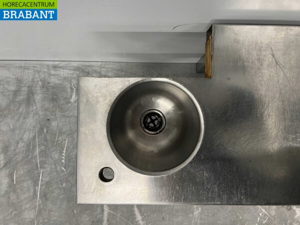 RVS Wandschap schap 98 x 31,5 cm met klein wasbakje Horeca - Afbeelding 4