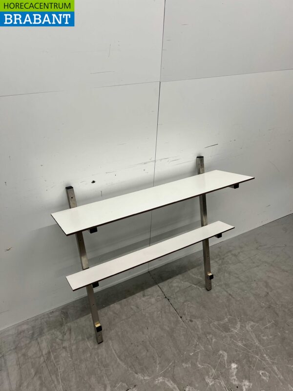 RVS Wandschap schap 2 schappen 100 x 30 cm Horeca - Afbeelding 2