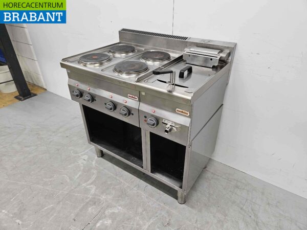 RVS Modular Baklijn 4 pits elektrisch fornuis en friteuse 90 cm 400V Horeca - Afbeelding 2