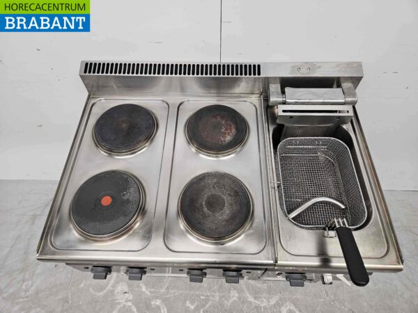RVS Modular Baklijn 4 pits elektrisch fornuis en friteuse 90 cm 400V Horeca - Afbeelding 4