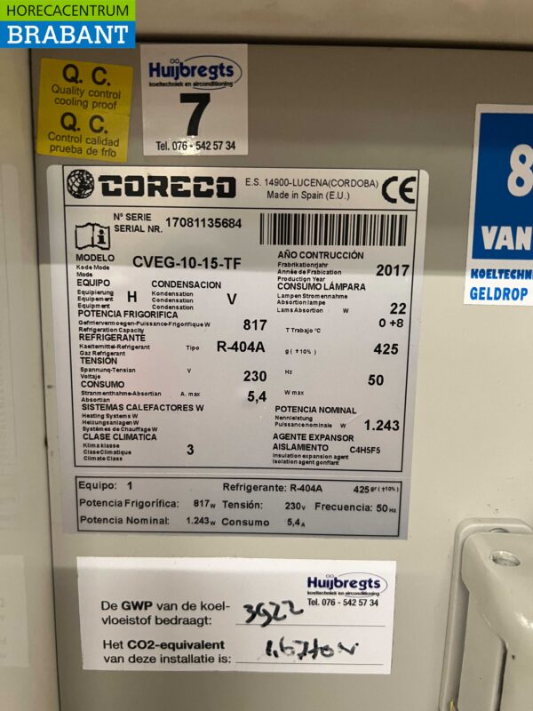 Coreco Koelvitrine Snackvitrine Gekoelde vitrine 150,5 cm 230V Cafetaria Friettent Horeca - Afbeelding 7