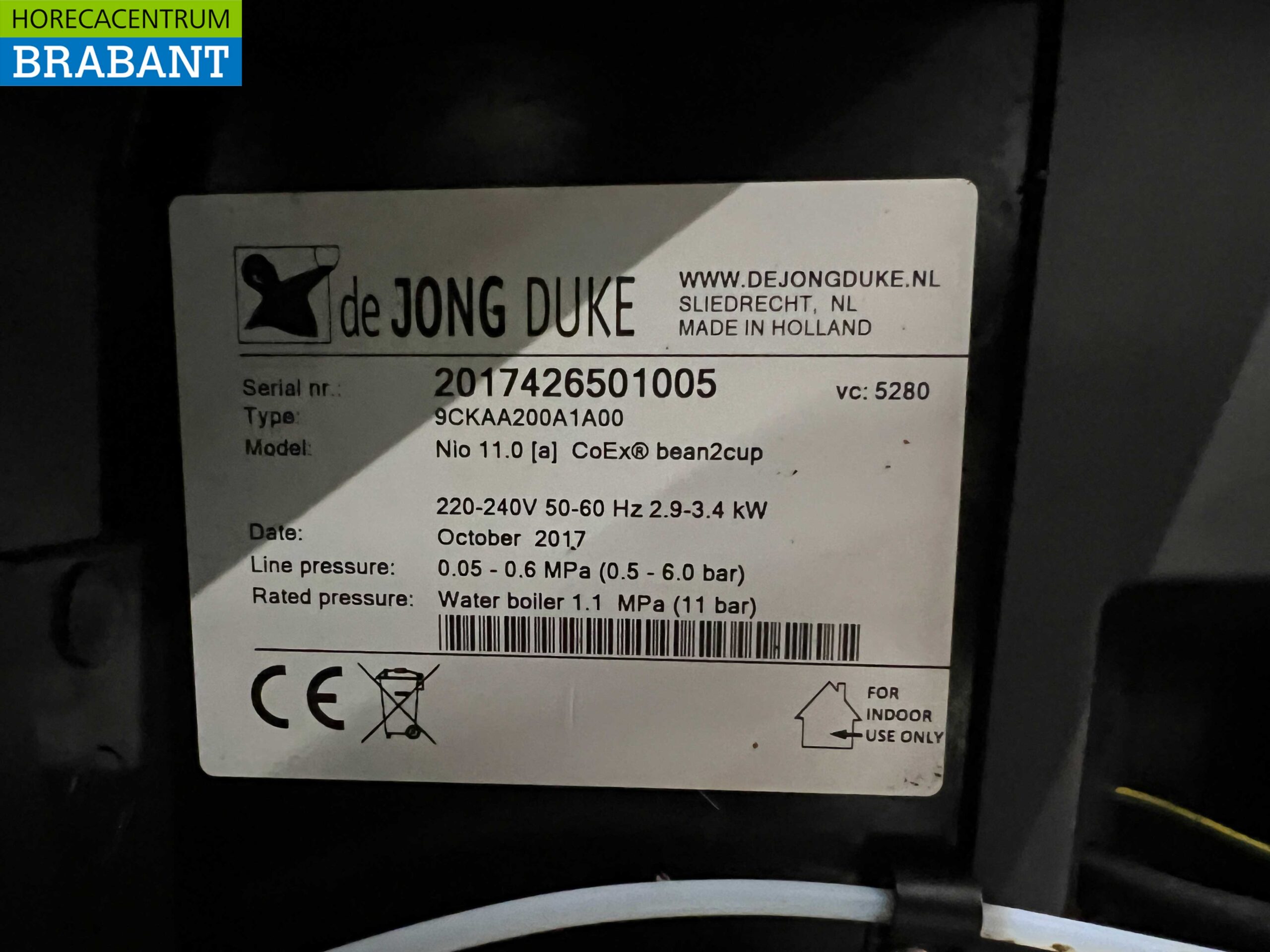 De Jong Duke Nio Koffiemachine Koffieautomaat verse bonen 230V Horeca