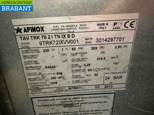 RVS Afinox Koelwerkbank 2 deuren 134 cm 230V Horeca - Afbeelding 4