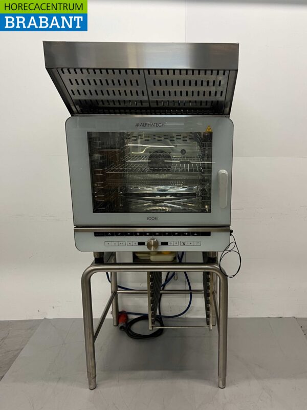 RVS Lainox ICEM051 Combisteamer Steamer 5 x 1/1 GN met afzuigkap en onderstel 400V Horeca