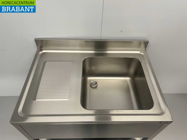 RVS Spoeltafel Spoelbak Gelast model Premium-line 100 cm Horeca - Afbeelding 4