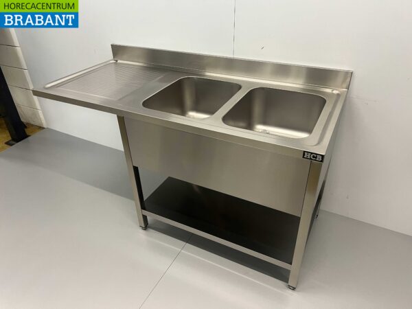 RVS Spoeltafel dubbele spoelbakken Premium-line 160 cm Horeca - Afbeelding 2