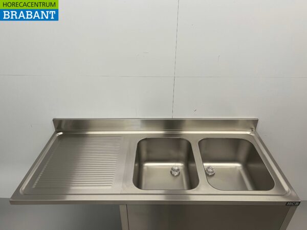 RVS Spoeltafel dubbele spoelbakken Premium-line 160 cm Horeca - Afbeelding 4
