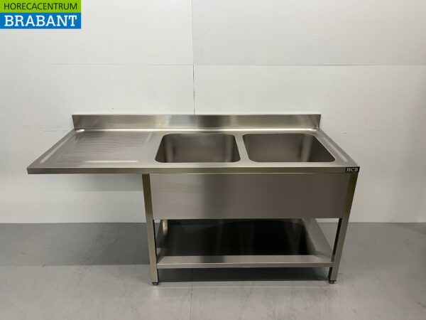 RVS Spoeltafel dubbele spoelbakken Premium-line 180 cm Horeca
