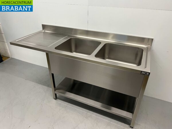 RVS Spoeltafel dubbele spoelbakken Premium-line 180 cm Horeca - Afbeelding 2