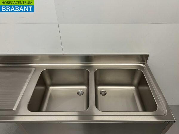 RVS Spoeltafel dubbele spoelbakken Premium-line 180 cm Horeca - Afbeelding 4