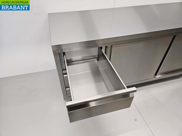 RVS Werkkast Kast Werktafel Premium-line 2 schuifdeuren en 3 laden 180 cm Horeca - Afbeelding 5