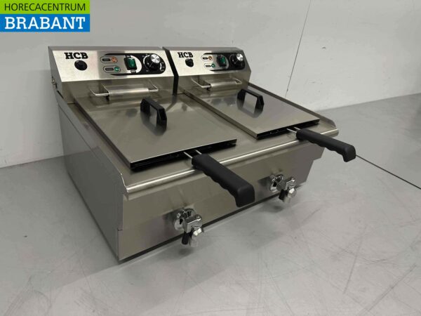 RVS Dubbele Friteuse Frituur 2 x 16 liter 2 x 230V Horeca - Afbeelding 3