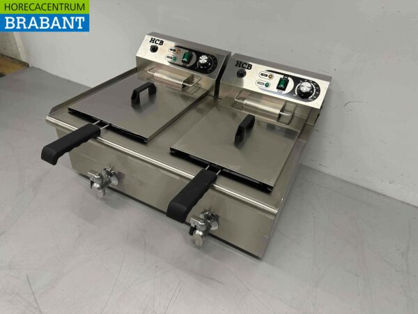 RVS Dubbele Friteuse Frituur 2 x 16 liter 2 x 230V Horeca - Afbeelding 4
