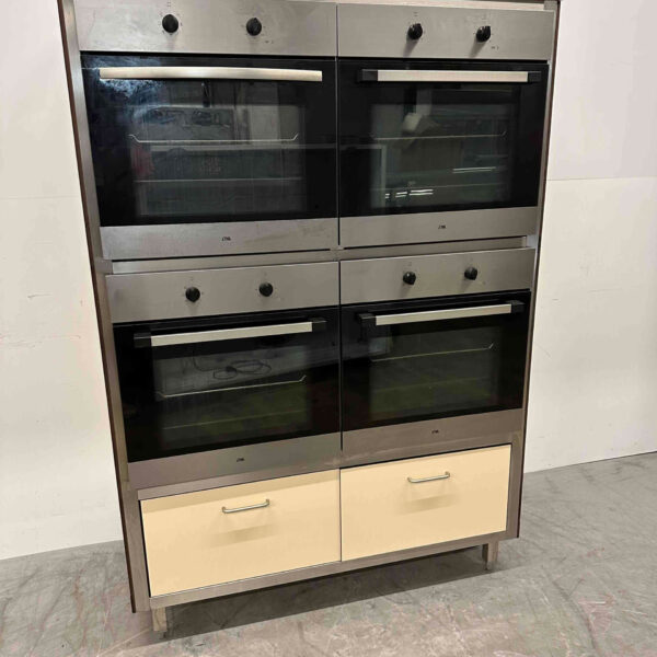 RVS Trespa Wandkast met 4 x Heteluchtoven Convectie Oven Afbakoven 230V Horeca