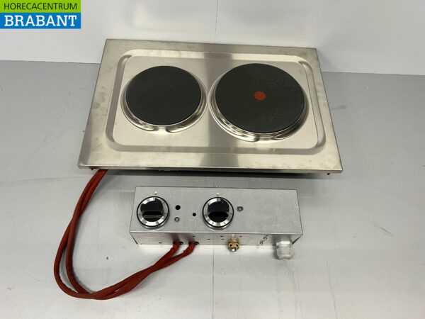 RVS Mareno 2 pits Drop-in elektrisch fornuis kookplaat 40 cm 400V Horeca