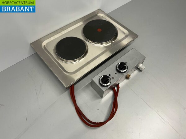 RVS Mareno 2 pits Drop-in elektrisch fornuis kookplaat 40 cm 400V Horeca - Afbeelding 2
