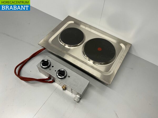 RVS Mareno 2 pits Drop-in elektrisch fornuis kookplaat 40 cm 400V Horeca - Afbeelding 3