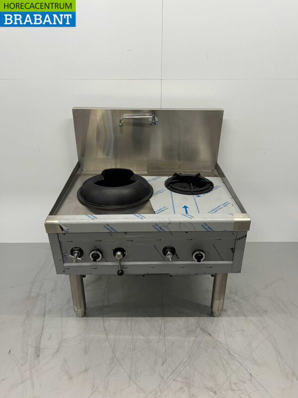 RVS Woktafel wokfornuis 2 branders 100 cm Gas Horeca