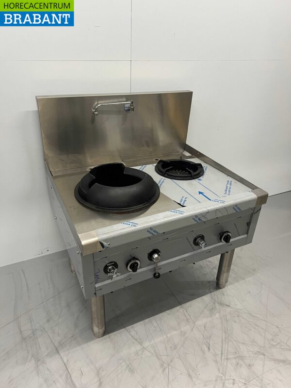 RVS Woktafel wokfornuis 2 branders 100 cm Gas Horeca - Afbeelding 2