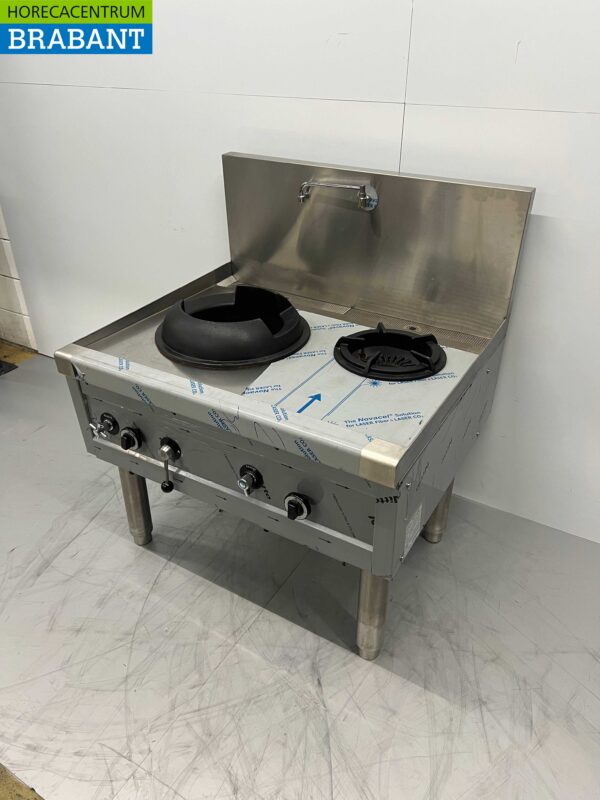 RVS Woktafel wokfornuis 2 branders 100 cm Gas Horeca - Afbeelding 3