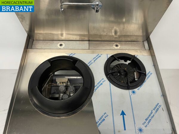 RVS Woktafel wokfornuis 2 branders 100 cm Gas Horeca - Afbeelding 4