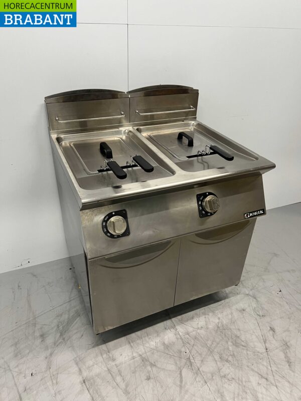 RVS Giorik Dubbele Friteuse frituur 2 x 13 liter 23 kW GAS Horeca - Afbeelding 2