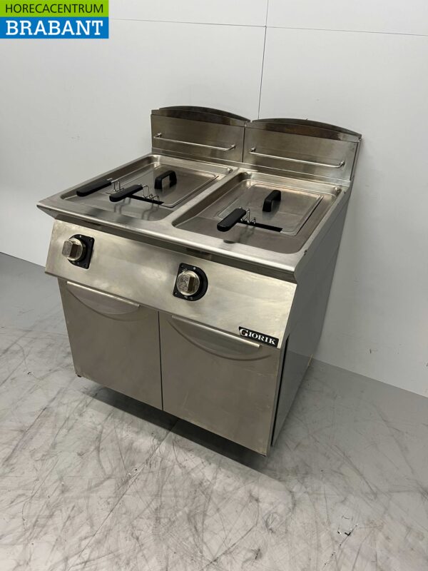 RVS Giorik Dubbele Friteuse frituur 2 x 13 liter 23 kW GAS Horeca - Afbeelding 3