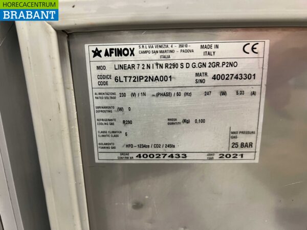 RVS Afinox Koelwerkbank 2 deuren 125,5 cm Bj. 2021 230V Horeca - Afbeelding 5