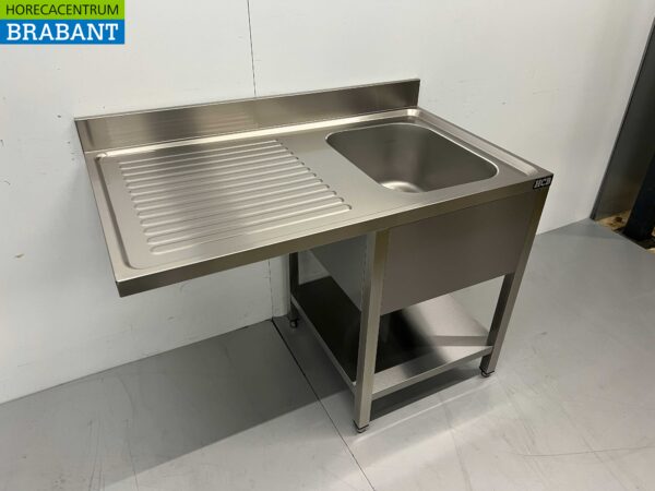 RVS Spoeltafel Spoelbak Premium-line Gelast model 120 cm Horeca - Afbeelding 2