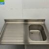 RVS Spoeltafel Spoelbak Premium-line Gelast model 120 cm Horeca - Afbeelding 4