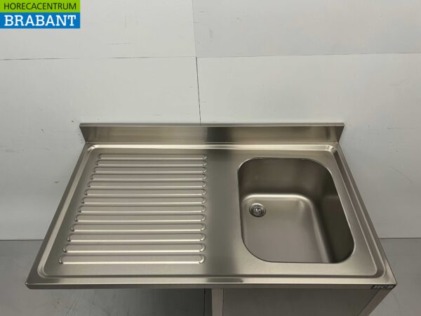 RVS Spoeltafel Spoelbak Premium-line Gelast model 120 cm Horeca - Afbeelding 4