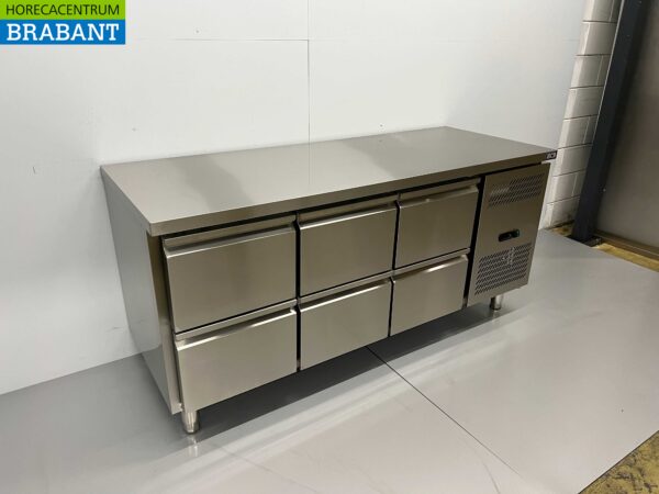 HCB RVS Koelwerkbank 6 laden 179,5 cm 230V Horeca - Afbeelding 3