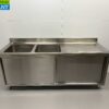RVS Spoeltafel dubbele spoelbakken 2 schuifdeuren Premium-line 200 cm Horeca