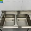 RVS Spoeltafel dubbele spoelbakken 2 schuifdeuren Premium-line 200 cm Horeca - Afbeelding 5
