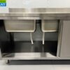 RVS Spoeltafel dubbele spoelbakken 2 schuifdeuren Premium-line 200 cm Horeca - Afbeelding 6