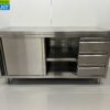 RVS Werkkast Kast Werktafel Premium-line 2 schuifdeuren en 3 laden 160 cm Horeca - Afbeelding 4