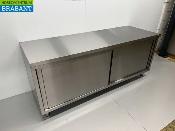 RVS Werkkast Kast 2 schuifdeuren Premium-line 200 cm Horeca - Afbeelding 3