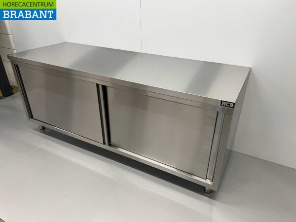 RVS Werkkast Kast 2 schuifdeuren Premium-line 200 cm Horeca - Afbeelding 2