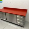 RVS Polyethyleen PE Werkkast Kast Snijtafel Premium-line 2 schuifdeuren 3 laden 200 cm Horeca Slagerij - Afbeelding 2